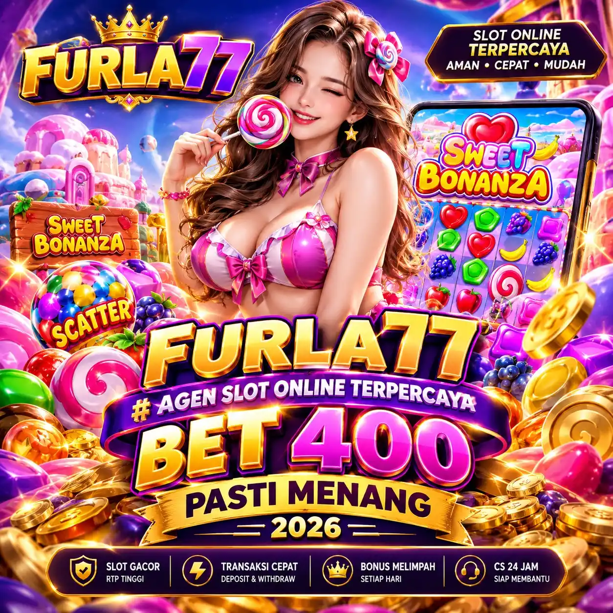 FURLA77 # Agen Slot Online Terpercaya Bet 400 Pasti Menang 2026